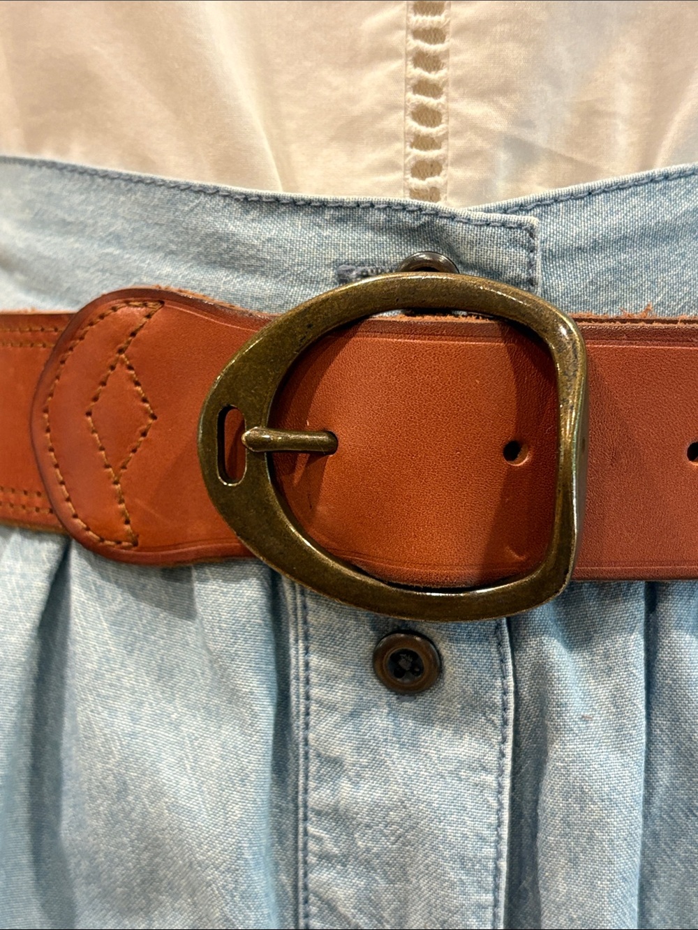 Vintage Lauren Ralph Lauren 90s Western Brown Leather Belt size Large - Picture 2 of 14